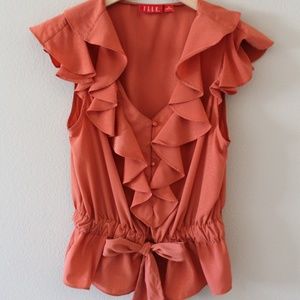 Women's Orange Peplum Blouse